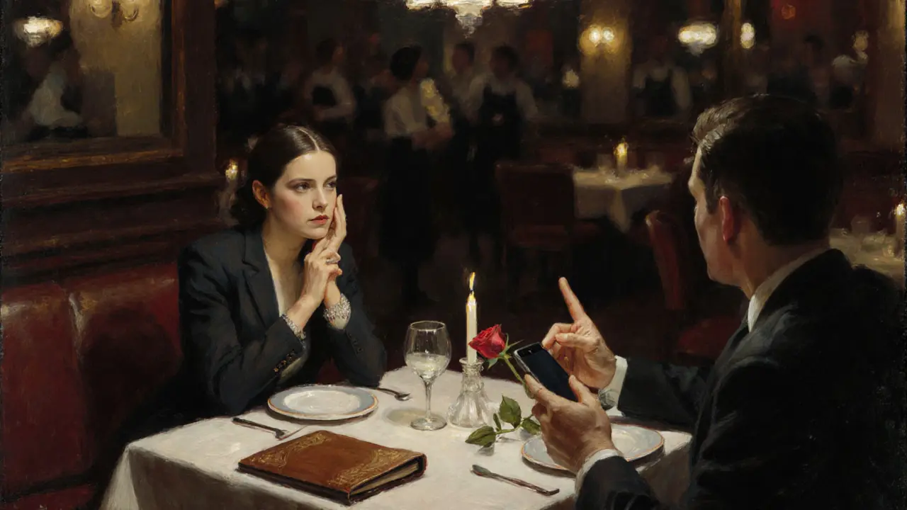 A man and woman having a quiet dinner at a closed restaurant, candlelight illuminating their conversation in an intimate setting.