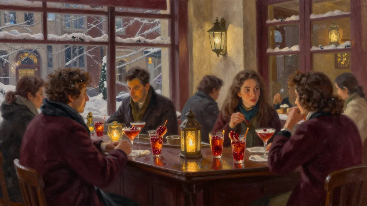 Candlelit bar Yeni during a No Lights Night, guests in soft glow surrounded by lanterns and warm drinks.