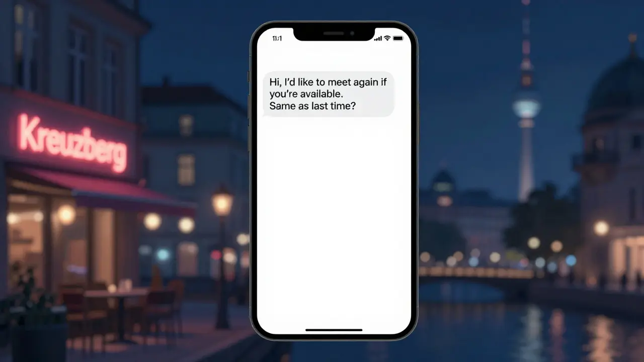 A smartphone screen showing a simple, professional Telegram message about meeting again.